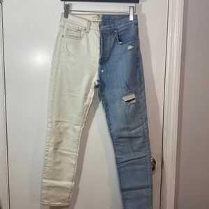 7 For All Mankind Josefina color block distressed jeans high waisted size 25